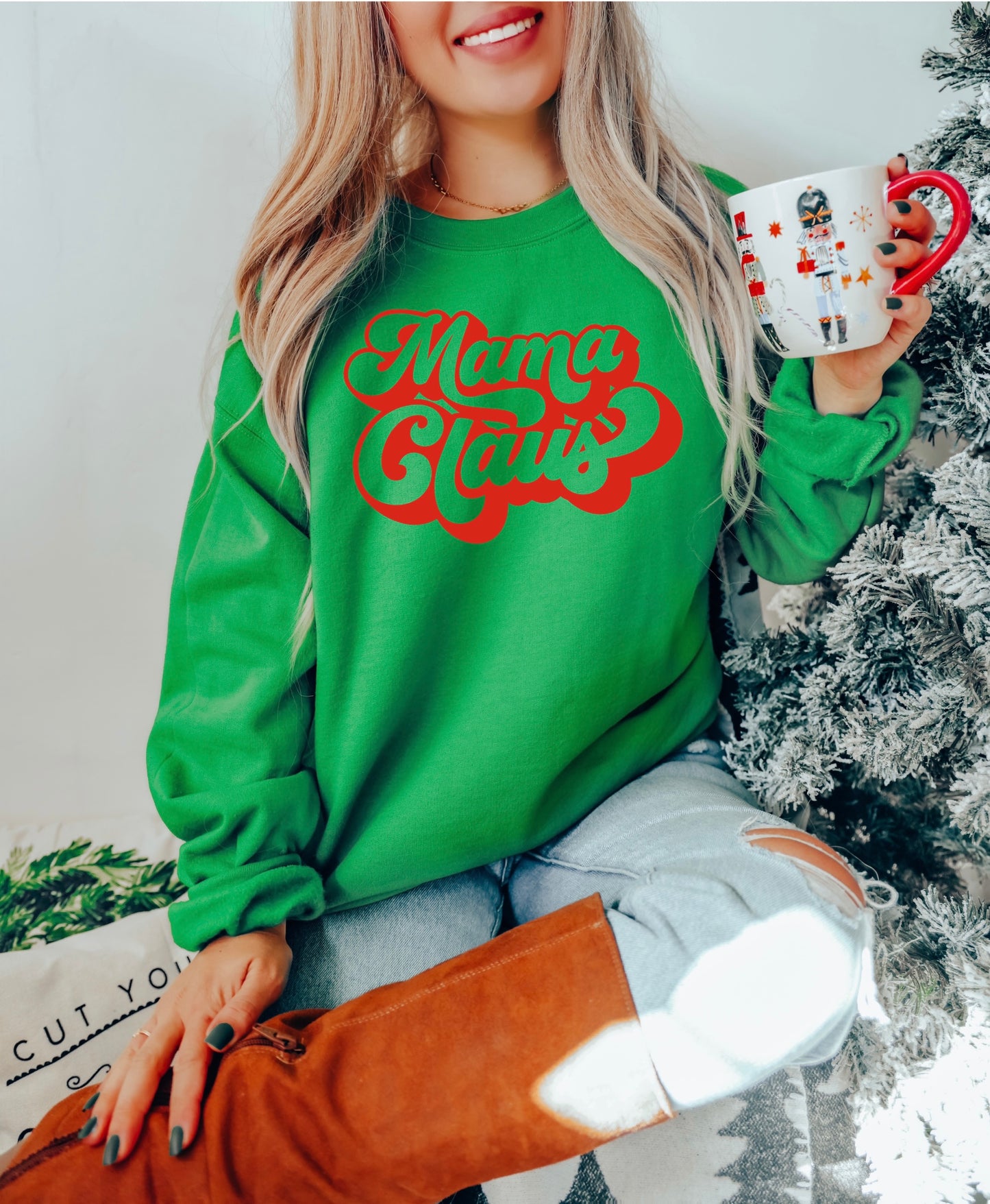 Mama Clause - Green Crewneck