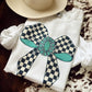 Checkered turquoise bow