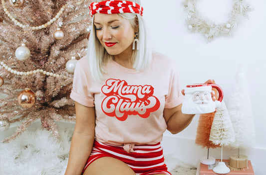 Mama Clause - Pink tee