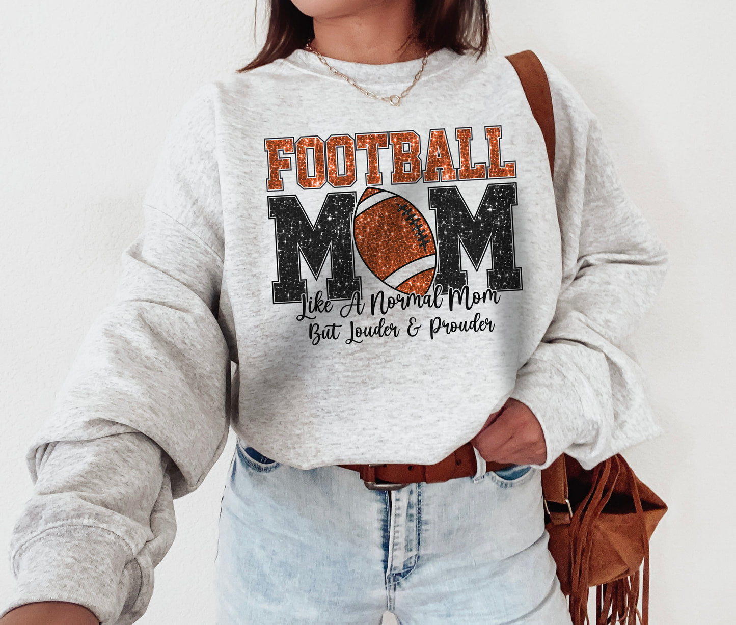 Faux Glitter Football mom