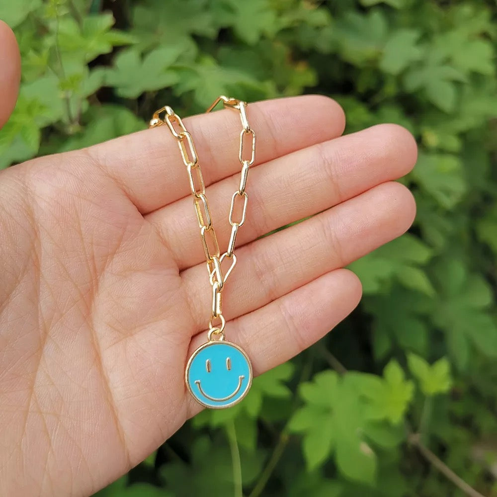 Blue Smiley Necklace