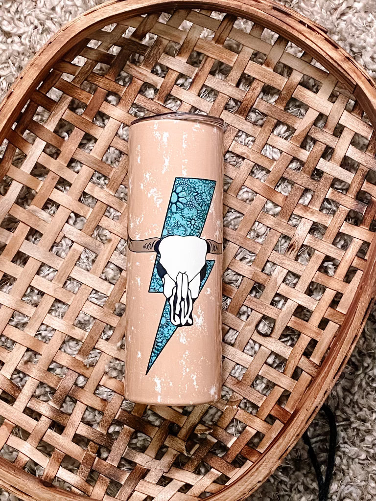 Turquoise Lightning Skull 20oz Tumbler